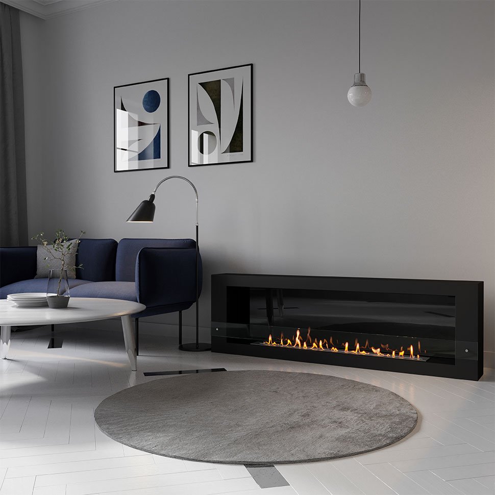 Биокамин SteelHeat WALL GRAND 1800 черный по цене 71 190 руб.